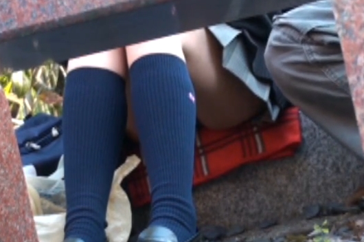 公園でおまんこ弄られるJKちゃんを盗撮！なにしてんのｗ